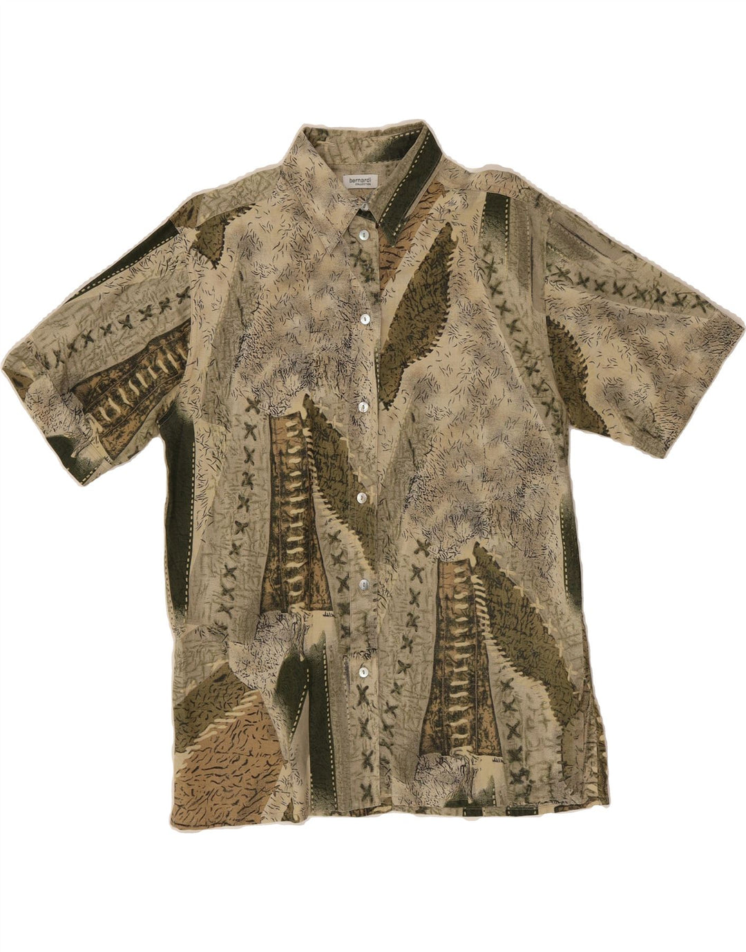 VINTAGE Womens Abstract Pattern Shirt Blouse UK 16 Large Beige Vintage Vintage and Second-Hand Vintage from Messina Hembry 
