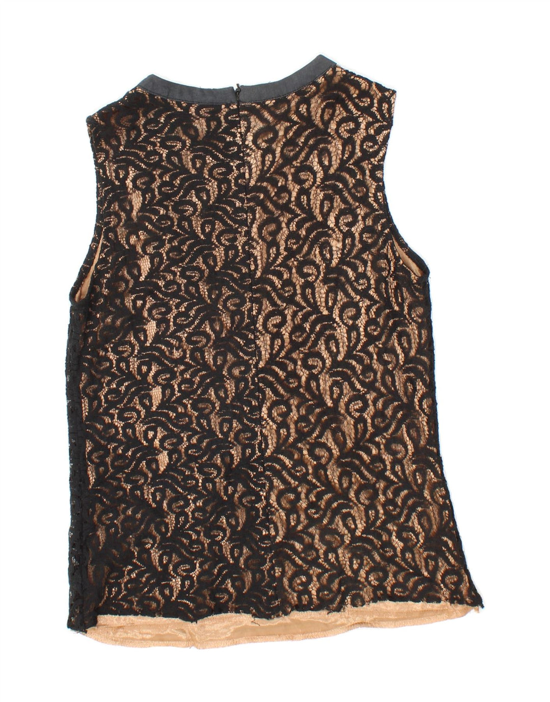 VINTAGE Womens Lace Blouse Top UK 8 Small Black Fair Isle Vintage Vintage and Second-Hand Vintage from Messina Hembry 