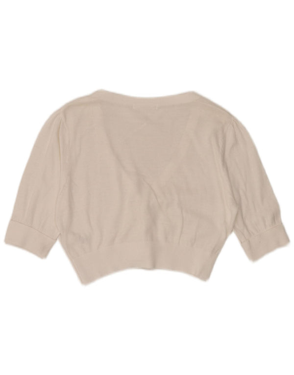 Marks & Spencer Dame 1/2-ærmet Bolero Jumper UK 14 Stor hvid bomuld