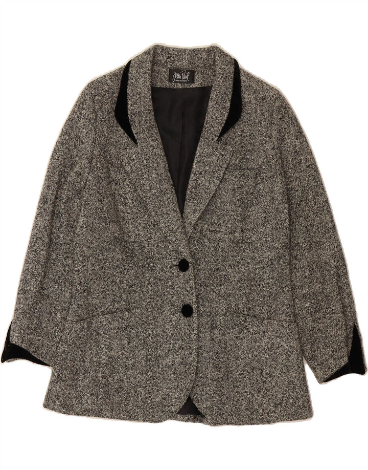 JEAN PAUL Womens 3/4 Sleeve Blazer Jacket UK 14 Large Grey Flecked Vintage Jean Paul and Second-Hand Jean Paul from Messina Hembry 