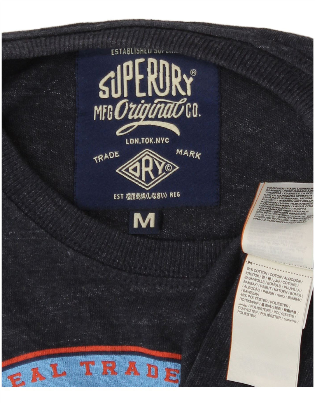 Superdry Grafisk T-shirt til mænd, medium marineblå bomuld