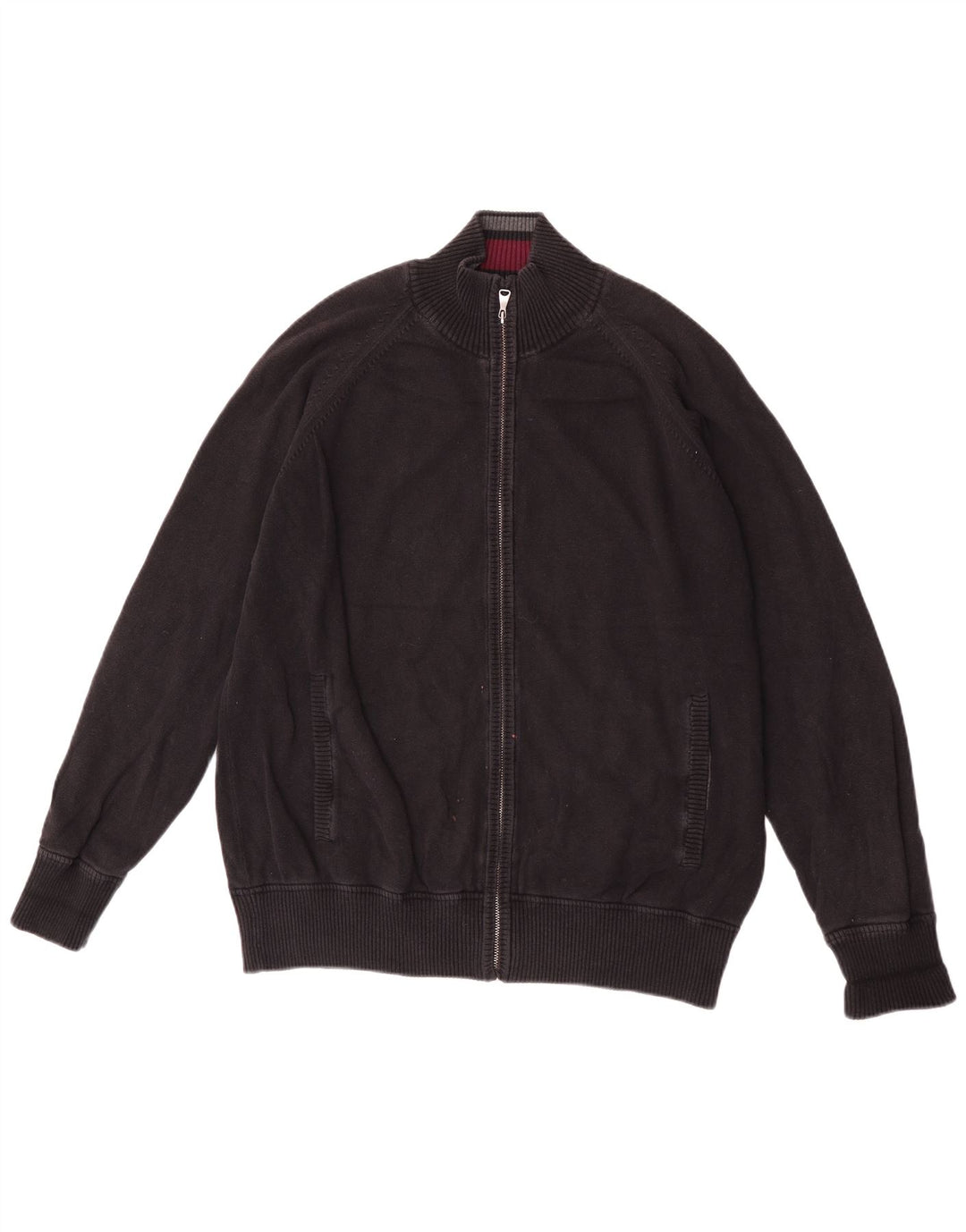 Marks & Spencer Herre Rugby Cardigan Sweater Stor Sort Bomuld