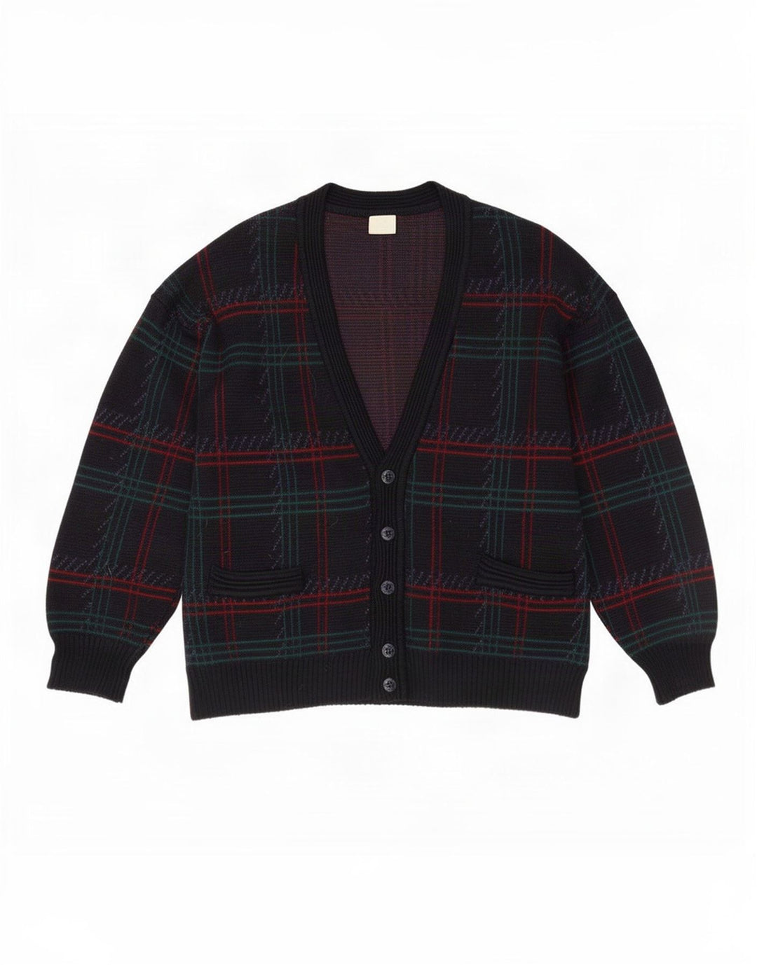 Vintage herre cardigan sweater stor marineblå ternet