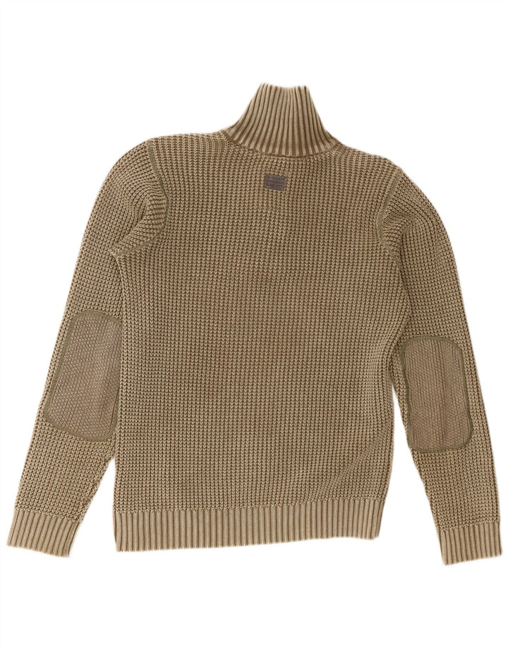 G-Star Herre Button Neck Jumper Sweater Stor Khaki Bomuld