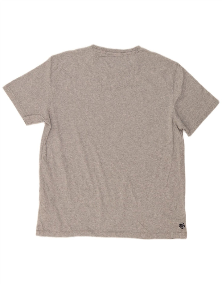 Fat Face Herre Grafisk T-Shirt Top Stor Grå Flecked Bomuld