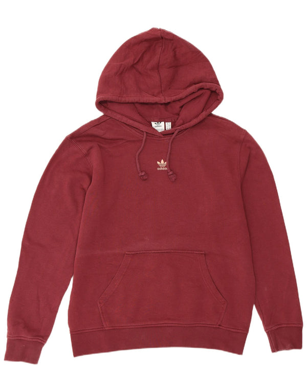 Adidas Dame Grafisk Loose Fit Hoodie Jumper UK 10 Small Bourgogne Bomuld