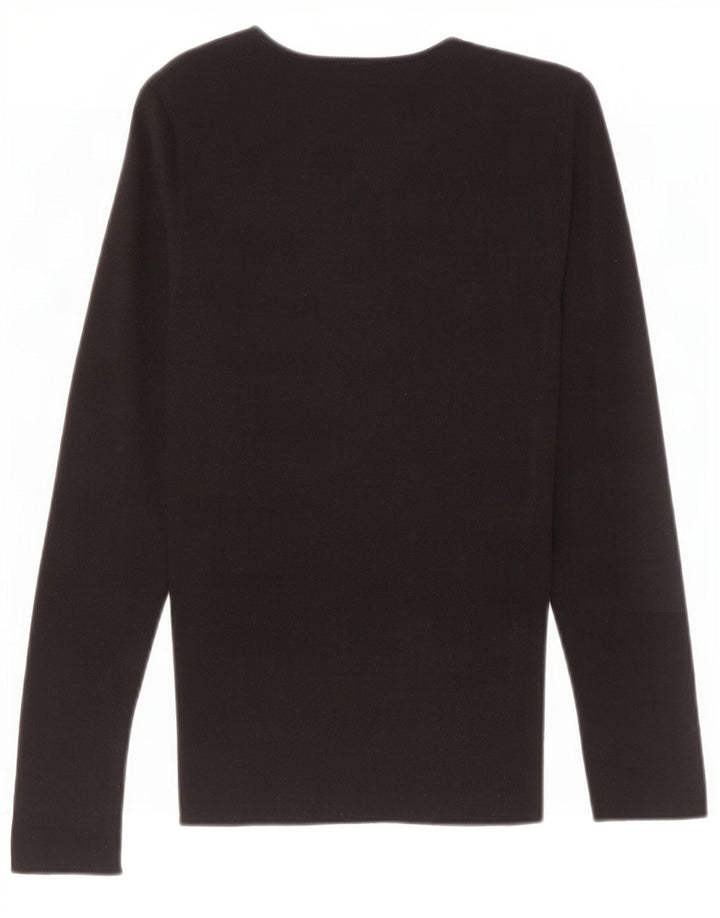 Dkny Dame Boat Neck Jumper Sweater UK 12 Medium Sort Bomuld