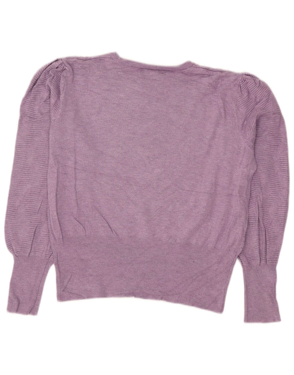 Marks & Spencer Dame Crop Crew Neck Jumper Sweater UK 16 Large Purple