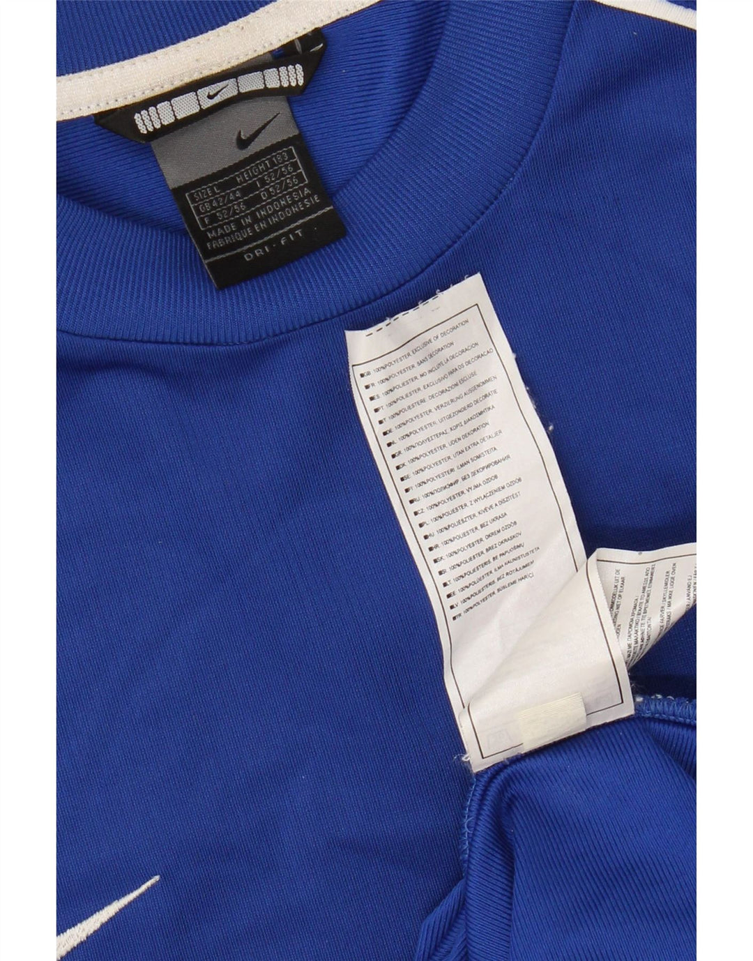 Nike T-shirt top til mænd UK 42/44 Large Blue Colourblock Polyester