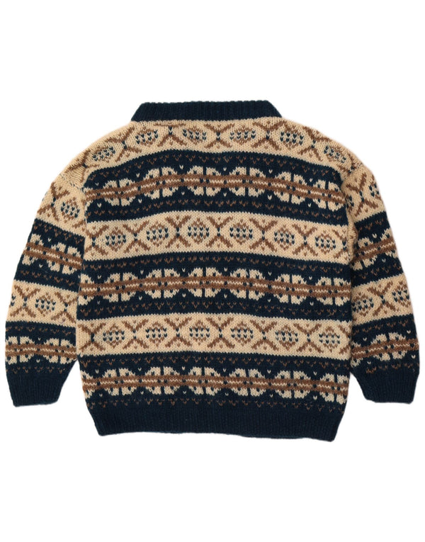 Vintage dame cardigan sweater UK 18 XL Navy Blue Fair Isle