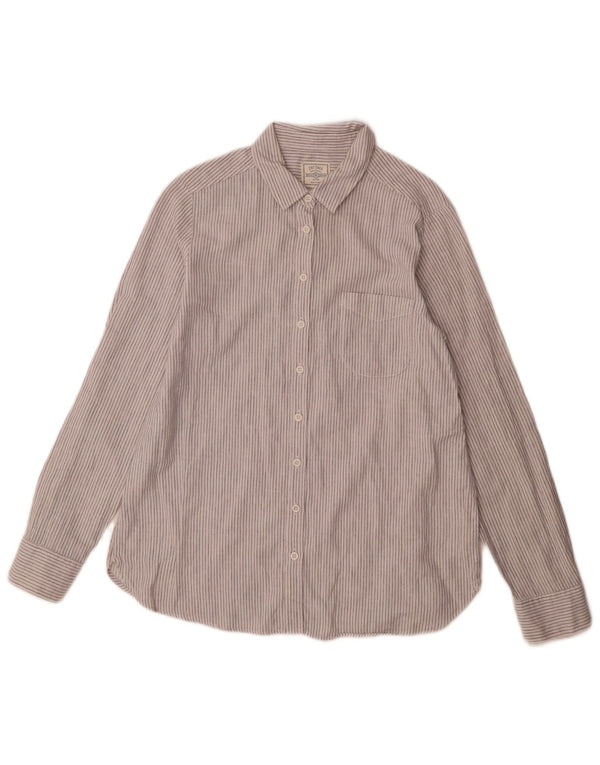 Fat Face Dame Flanell Shirt UK 14 Large White Pinstripe Bomuld
