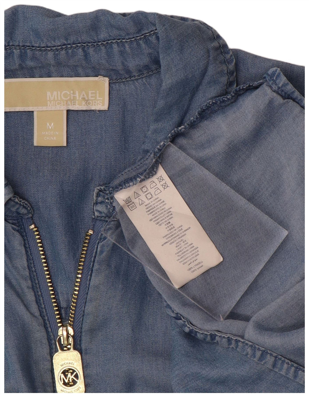 Michael Kors Dame Denim Shirt UK 14 Medium Blue Lyocell