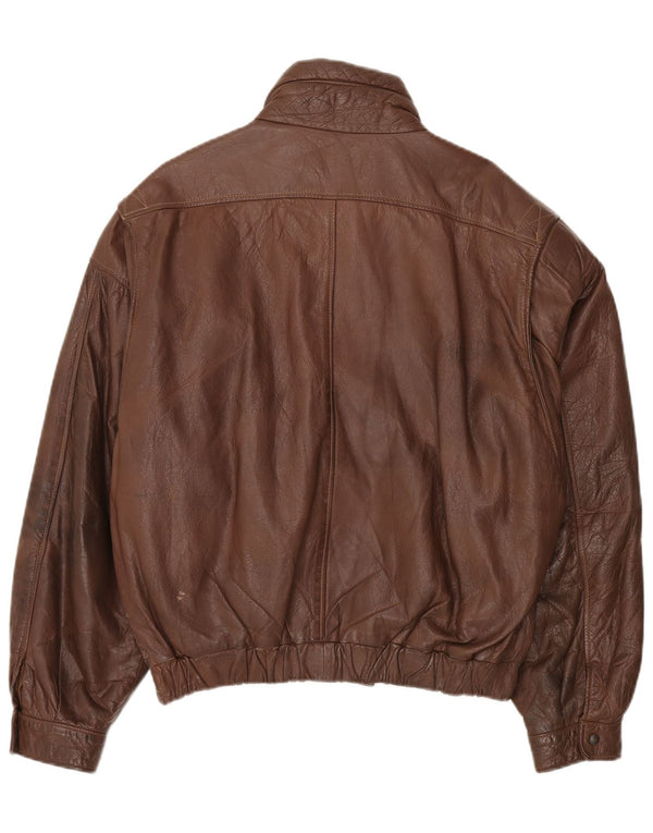 Vintage herre læderjakke UK 44 2XL brunt læder