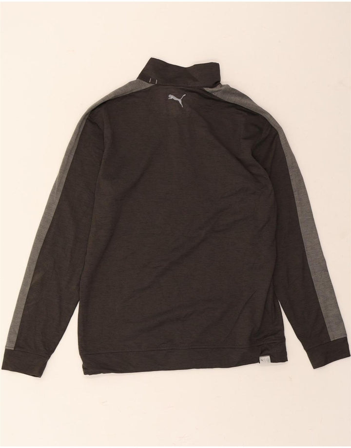 PUMA Mens Zip Neck Sweatshirt Jumper Medium Grey Colourblock Vintage Puma and Second-Hand Puma from Messina Hembry 