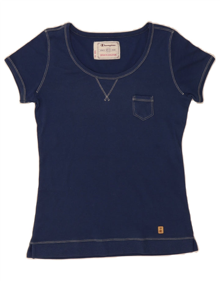 CHAMPION Womens T-Shirt Top UK 12 Medium Navy Blue Vintage Champion and Second-Hand Champion from Messina Hembry 