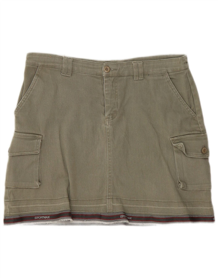 Vintage dame mini cargo nederdel IT 44 Medium W30 Khaki stribet bomuld