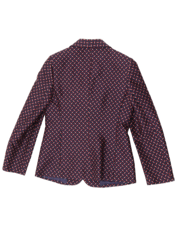 Giole Dame 3 Button Blazer Jacket UK 8 Small Navy Blue Geometric