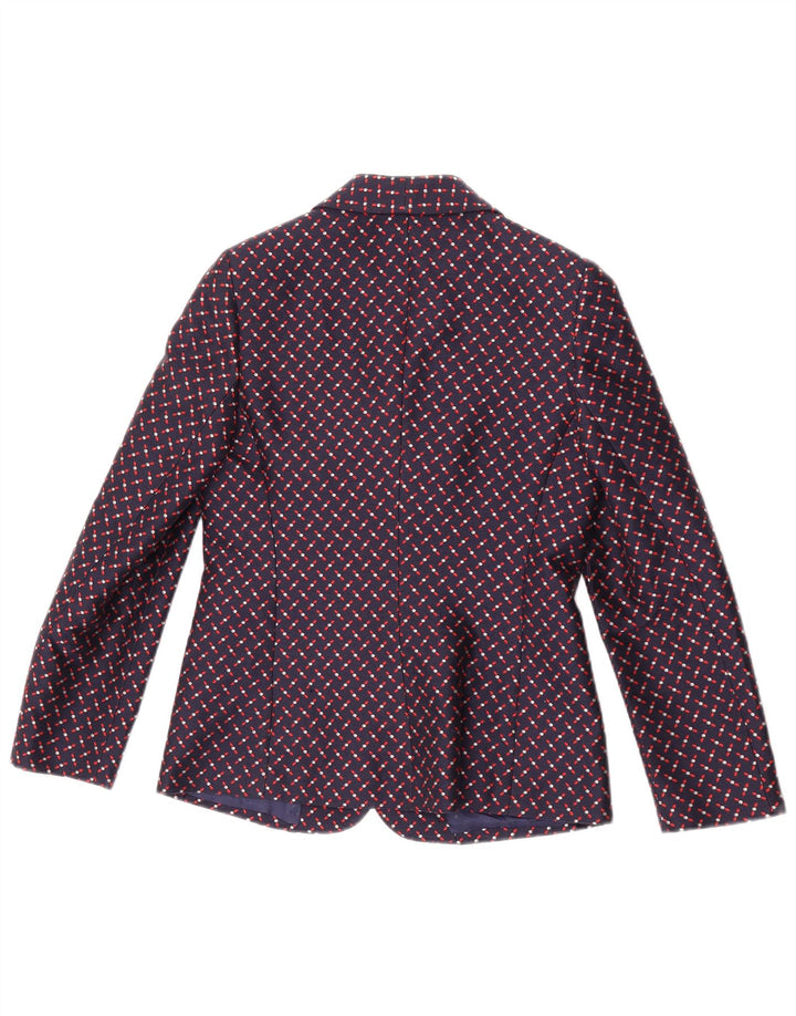 Giole Dame 3 Button Blazer Jacket UK 8 Small Navy Blue Geometric