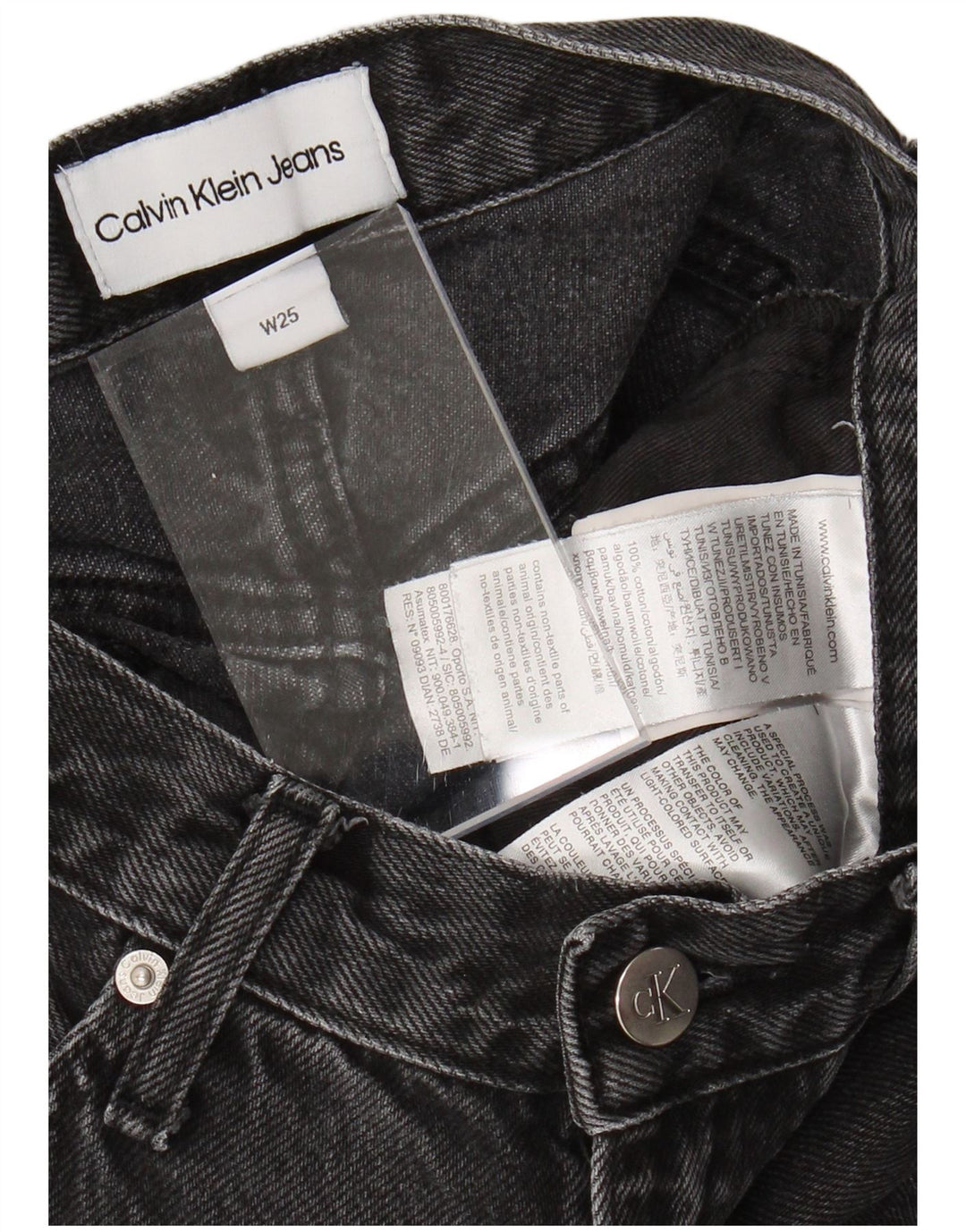 CALVIN KLEIN Dame Slim Jeans W25 L27 Sort Bomuld