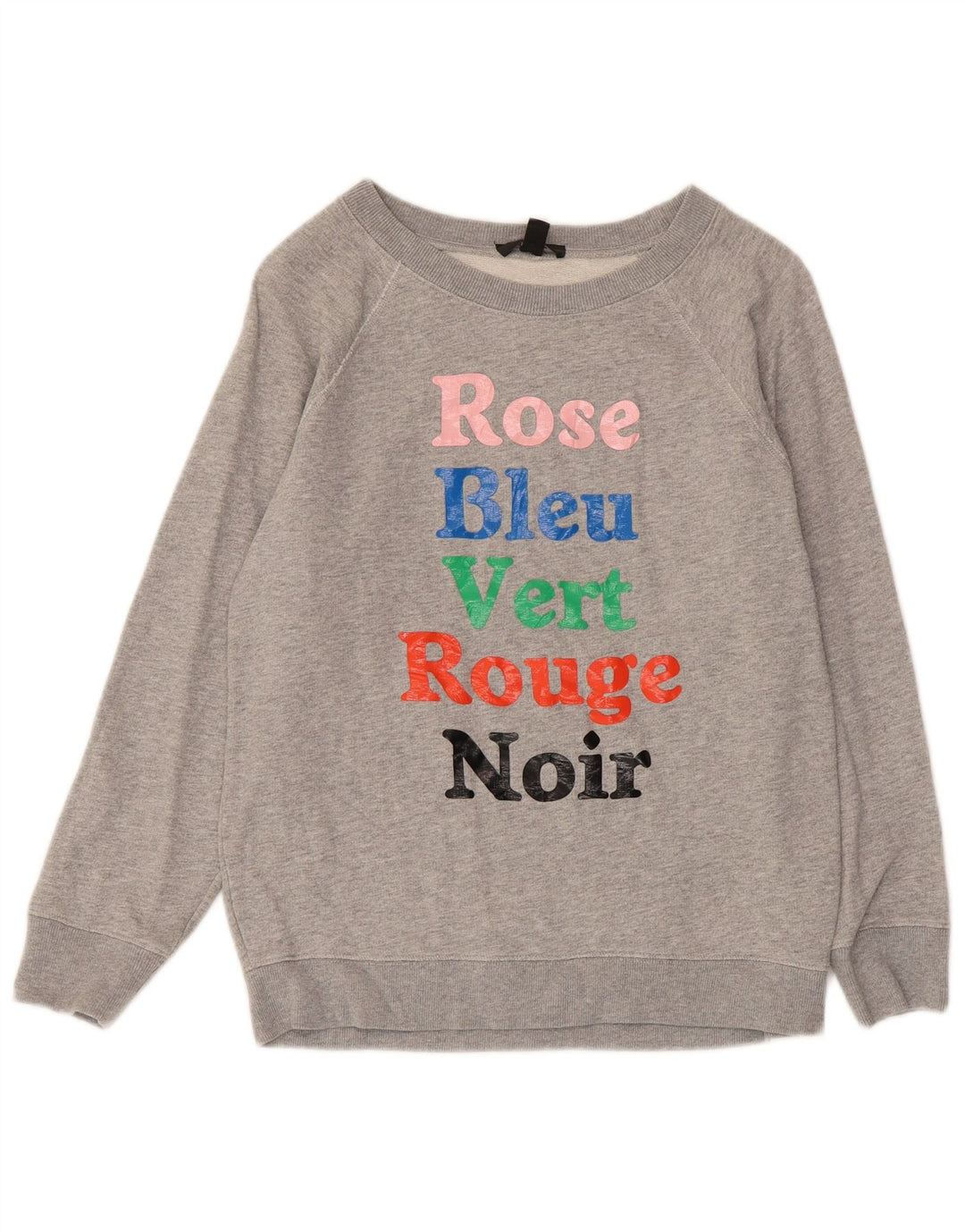 J. CREW Graphic Sweatshirt Jumper UK 10 lille grå bomuld