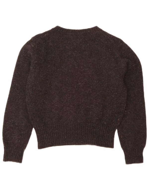 Benetton Womens Crop Boat Neck Jumper Sweater UK 8 Small Grey