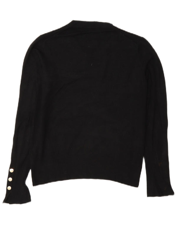 Zara Dame Oversized Boat Neck Jumper Sweater UK 10 Small Black Viscose