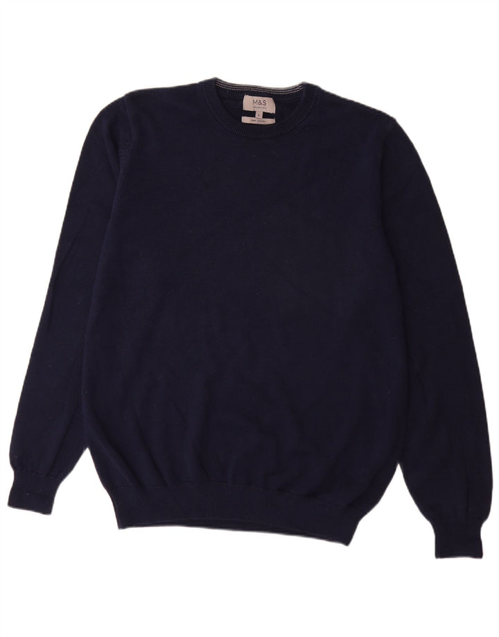 Marks & Spencer Herre sweater med rund hals, stor marineblå bomuld
