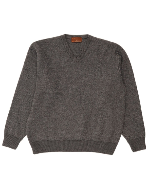 Marks & Spencer Womens V-Neck Jumper Sweater UK 16 Large Grey Flecked