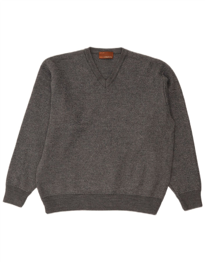 Marks & Spencer Dame V-hals sweater UK 16 Large Grey Flecked