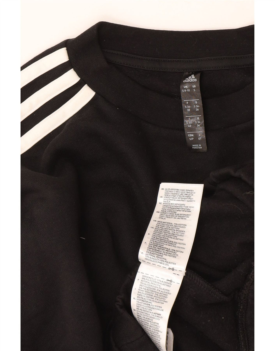 Adidas Womens Crop Oversized Sweatshirt Jumper UK 8/10 Small Black Tencel