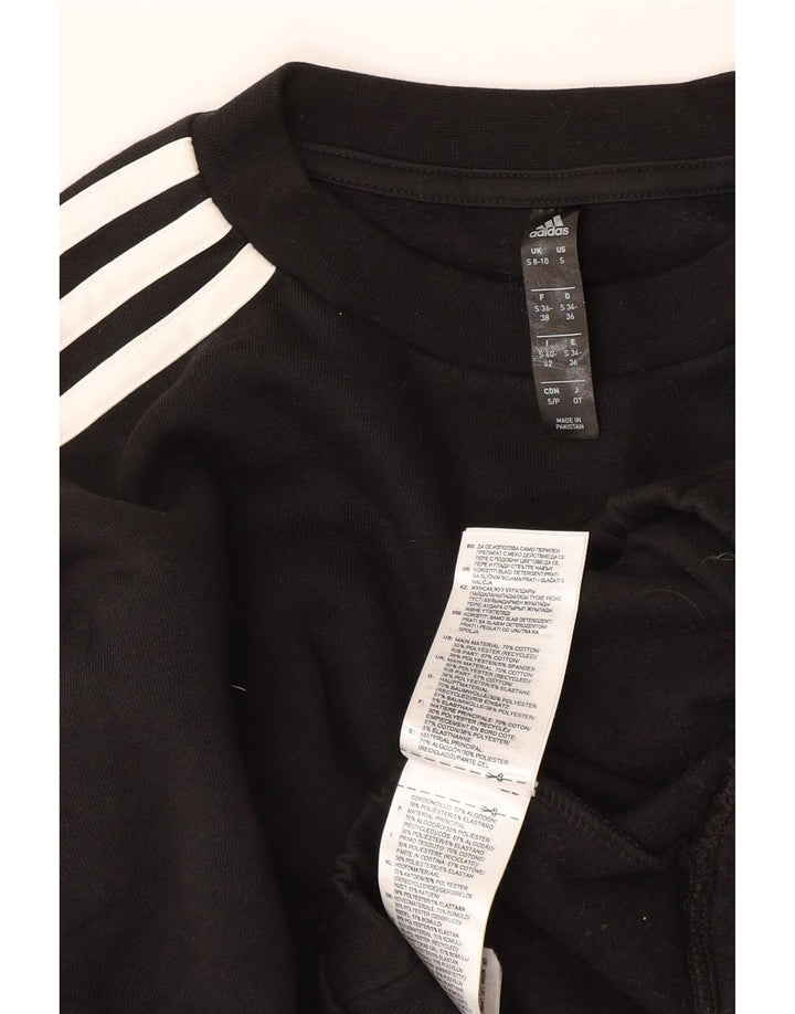Adidas Womens Crop Oversized Sweatshirt Jumper UK 8/10 Small Black Tencel