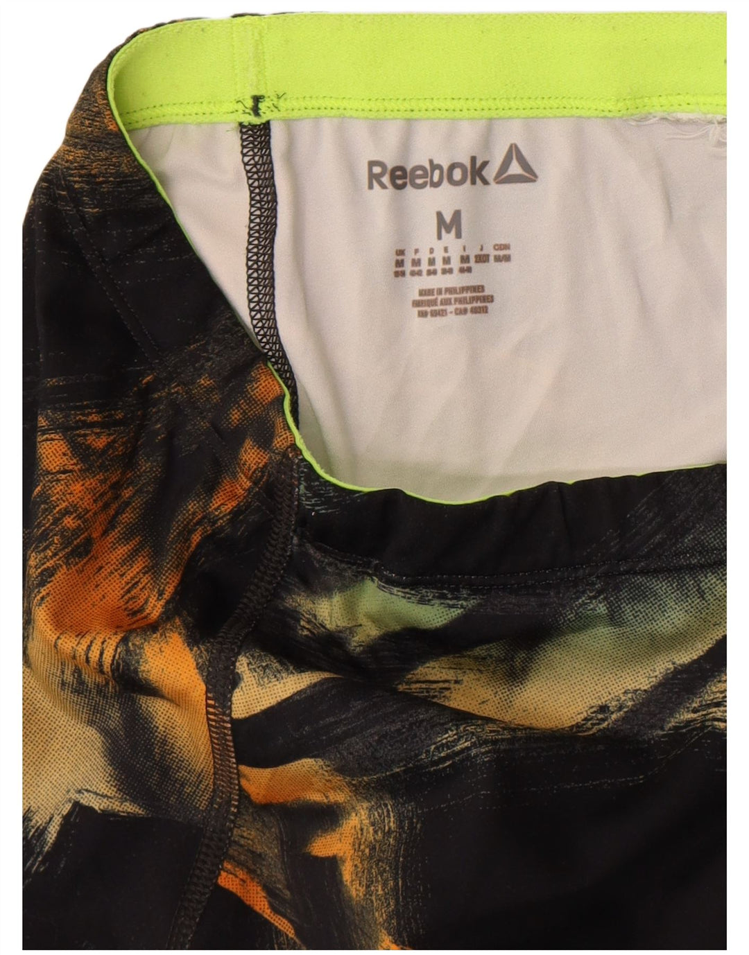 Reebok kvinders abstrakt mønster Leggings UK 12/14 Medium Black