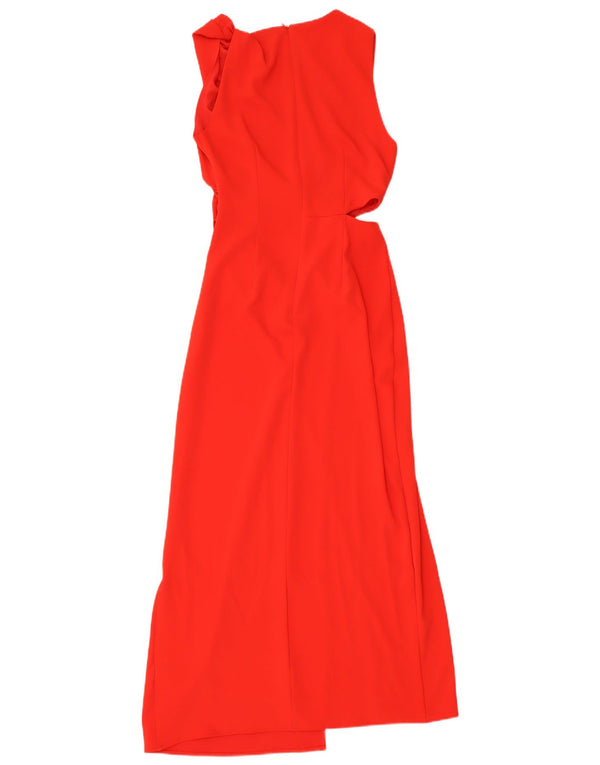 Zara Womens Cut Out Ærmeløs Maxikjole UK 6 XS Rød Polyester