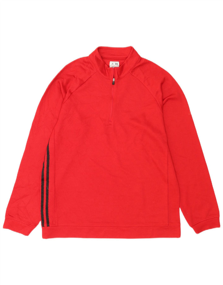 Adidas Sweatshirt med lynlås til mænd, medium rød polyester
