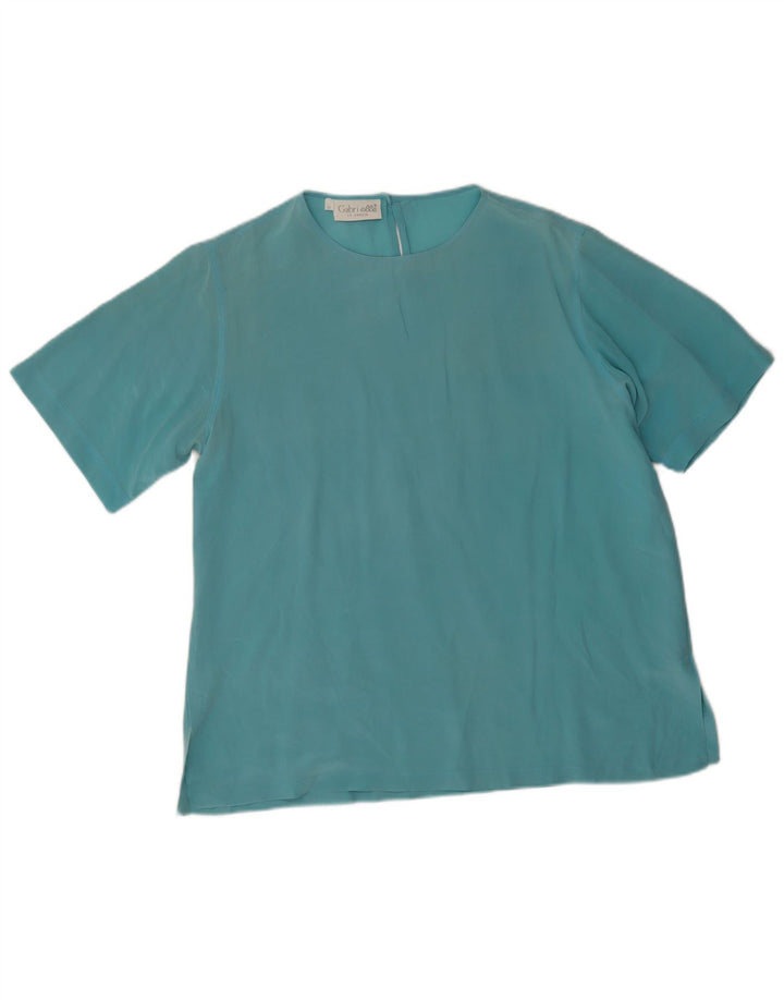 Gabri elle La Camicia Dame Bluse Top UK 16 Large Blue Silk