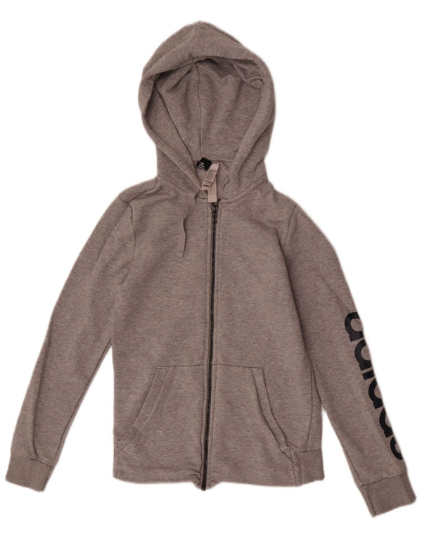 Adidas Dame grafisk hættetrøje Sweater UK 8/10 lille grå bomuld