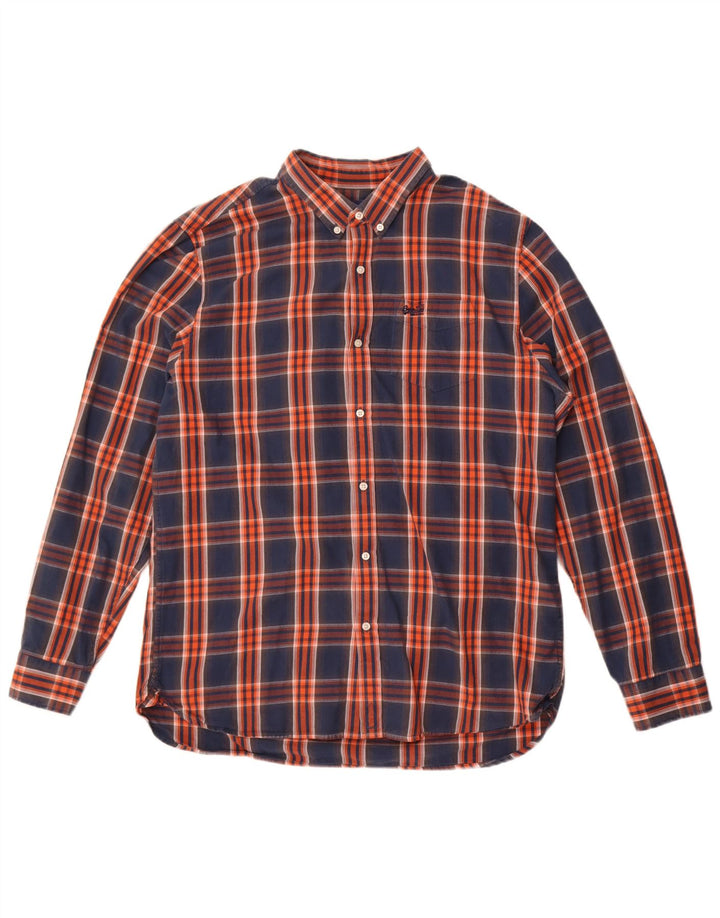 Superdry Flanelskjorte til mænd 2XL marineblå ternet bomuld