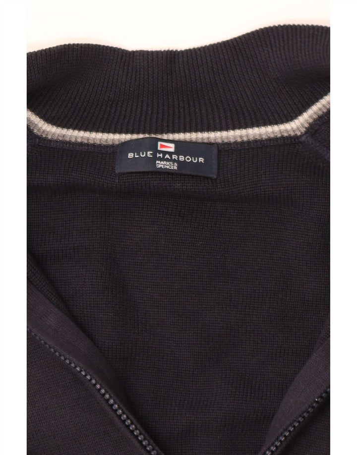 MARKS & SPENCER Herre Blue Harbor Cardigan Sweater XL Navy Blue