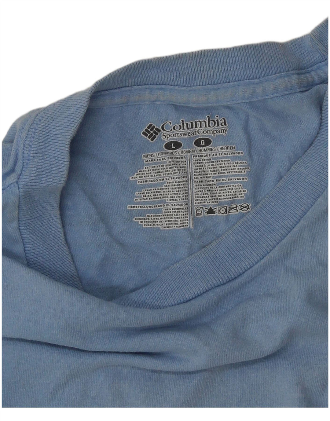 COLUMBIA Herre grafisk T-shirt Top Stor Blå Bomuld