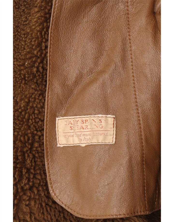 Vintage Herre Shearling Overfrakke UK 40 Large Brown