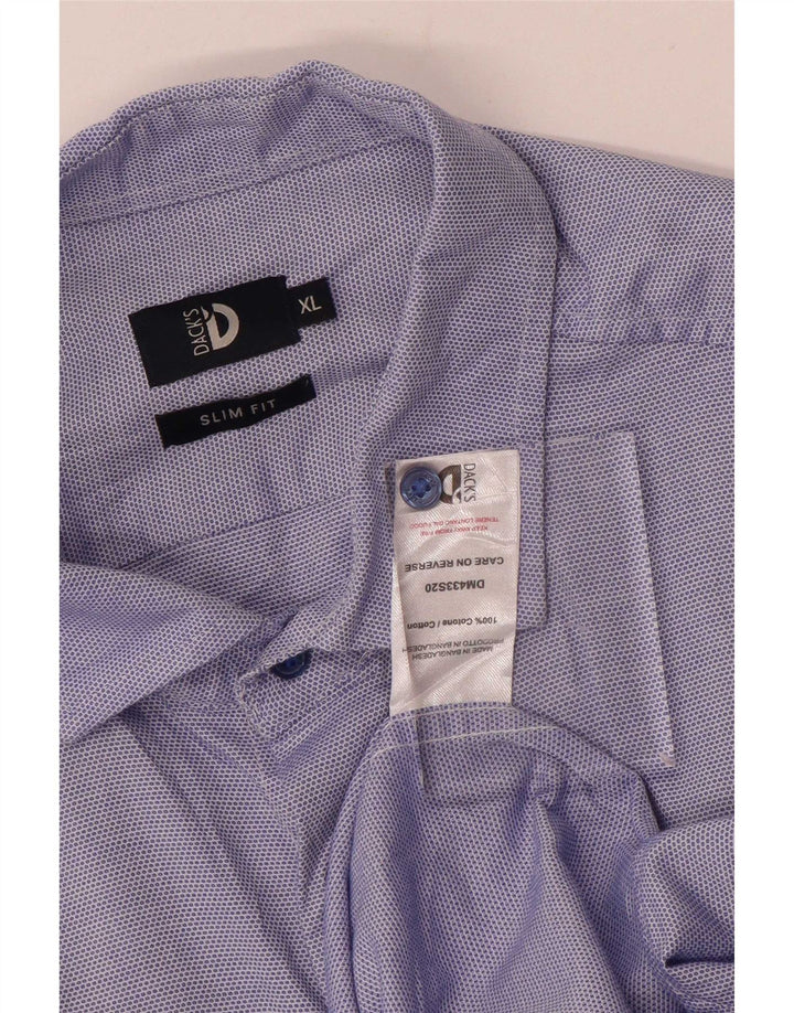 Dacks herre Slim Fit skjorte XL blå plettet bomuld