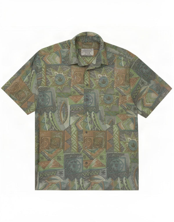 Vintage Mens Abstract Pattern Short Sleeve Shirt Medium Multicoloured