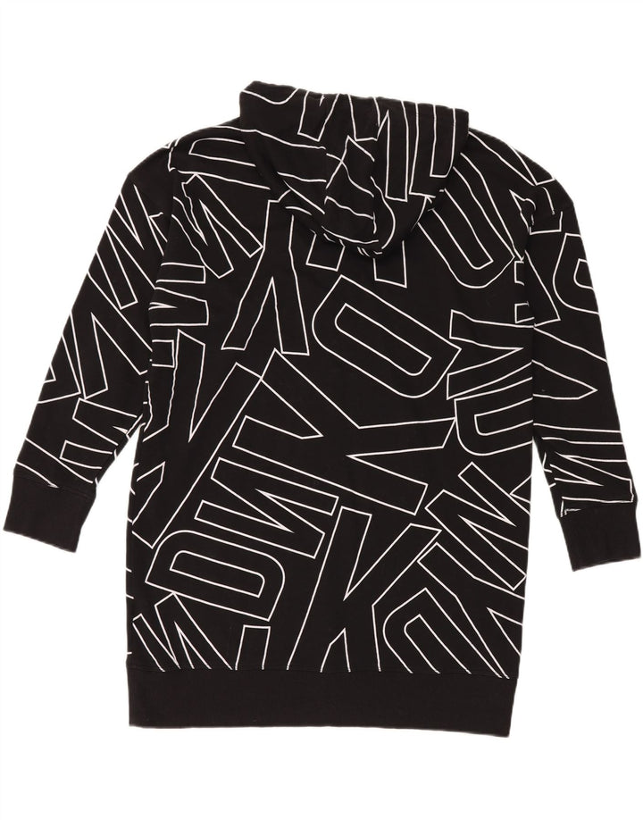 Dkny Dame Oversized Graphic Longline Hoodie Jumper UK 14 Medium Black