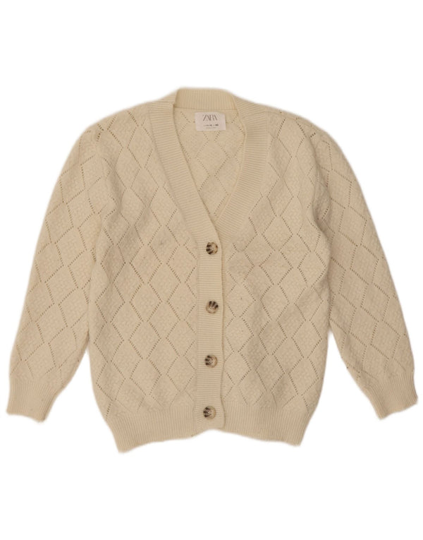Zara Girls Cardigan Sweater 11-12 Years Off Hvid Akryl
