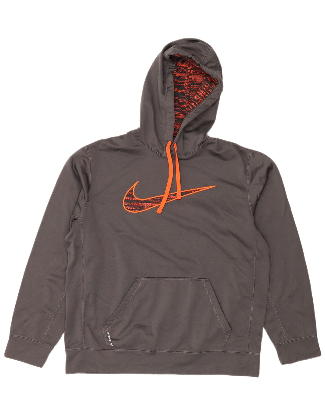 Nike Herre Therma-Fit grafisk hættetrøje Jumper Large Grå Polyester