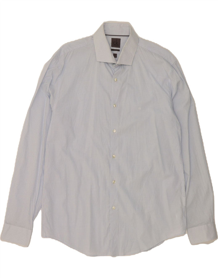 CALVIN KLEIN Mens Abstract Pattern Shirt Size 16 1/2 42 Large Blue Vintage Calvin Klein and Second-Hand Calvin Klein from Messina Hembry 