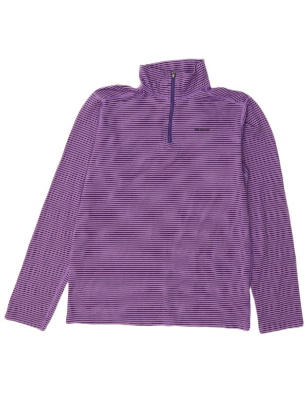 Patagonia Girls Pullover Træningsdragt Top 13-14 år XL Lilla nålestribet