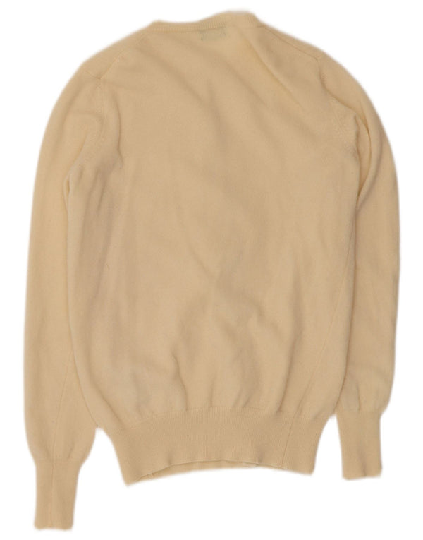 Benetton Dame Cardigan Sweater UK 10 Small Beige Virgin Wool