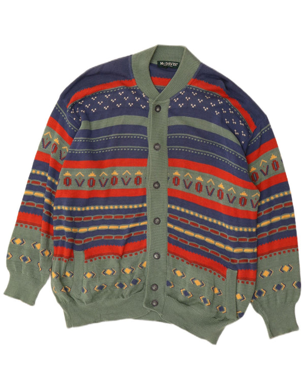 MCDAVIS Herre cardigan sweater Stor grøn stribet bomuld