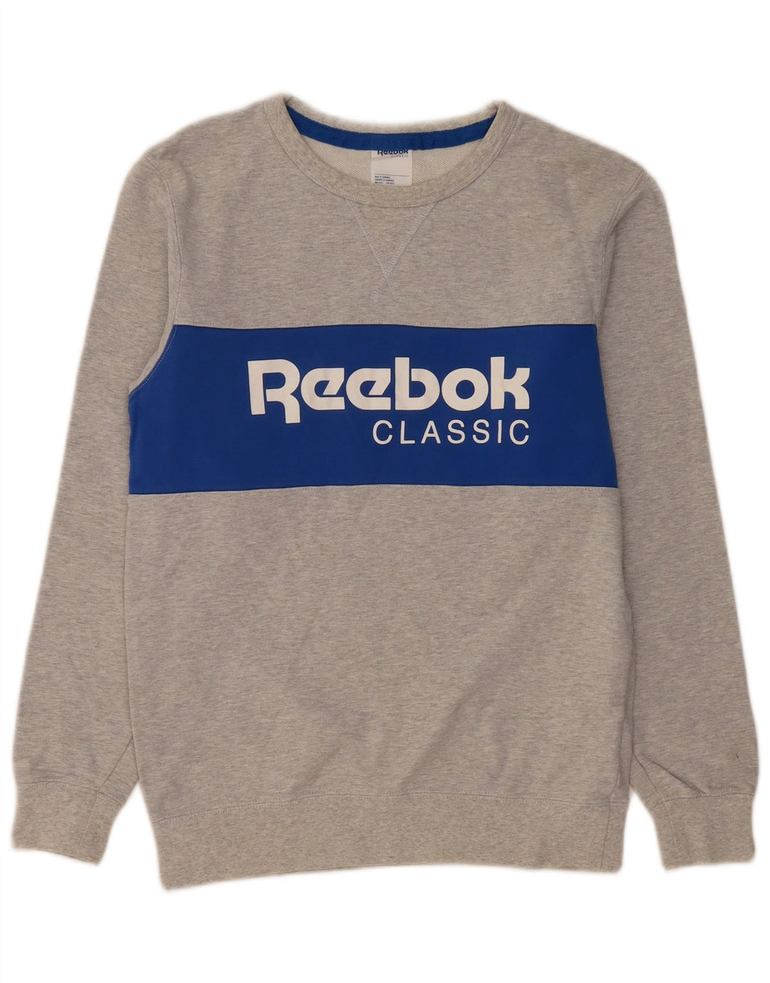 REEBOK Grafisk sweatshirt til mænd, lille grå farveblok bomuld
